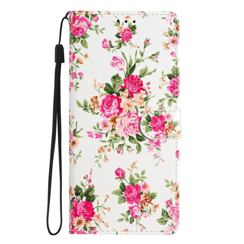 Housse Oppo Reno 8 Lite Fleurs Liberty à Lanière