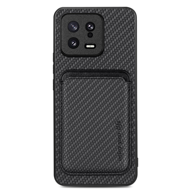 Coque Xiaomi 13 Fibre Carbone Porte-Cartes Détachable