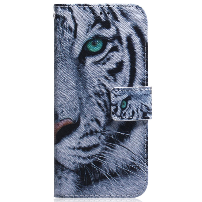 Housse Samsung Galaxy A54 5G Tigre Blanc à Lanière