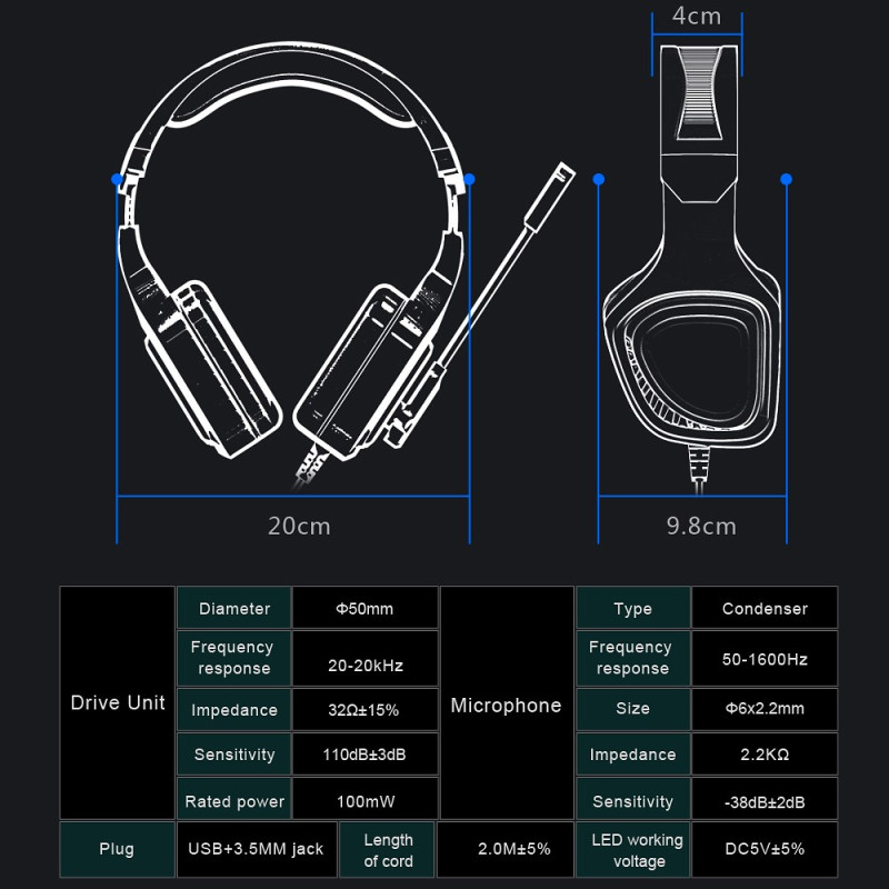 Casque OVLENG GT98 E-Sports avec Microphone