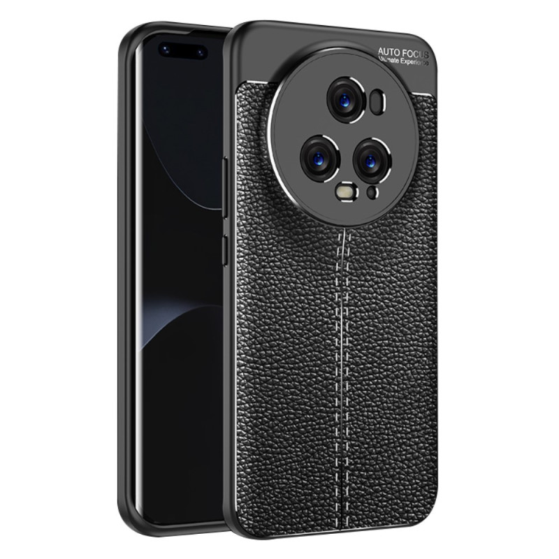 Coque Honor Magic 5 Pro Effet Cuir Litchi Double Line