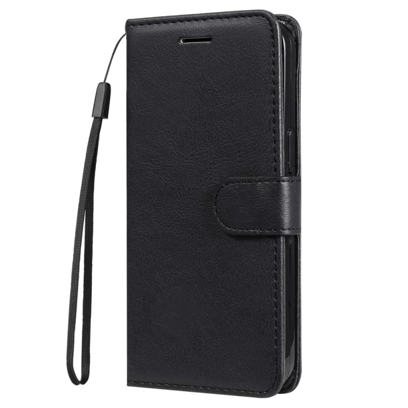 Housse Moto G73 Style Cuir Uni à Lanière