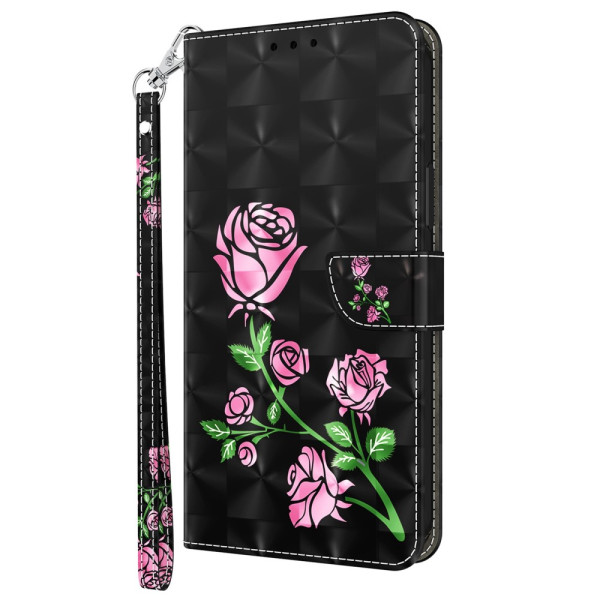 Housse Moto G13/G23/G53 5G Fleurs Roses à Lanière