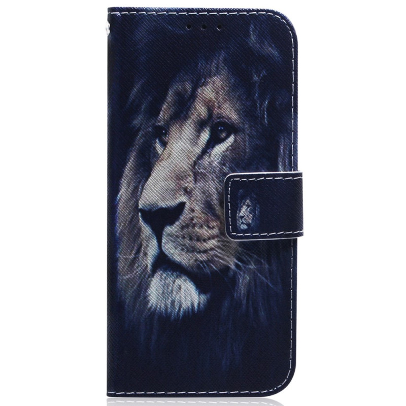 Housse Moto G13/G23/G53 5G Dreaming Lion à Lanière