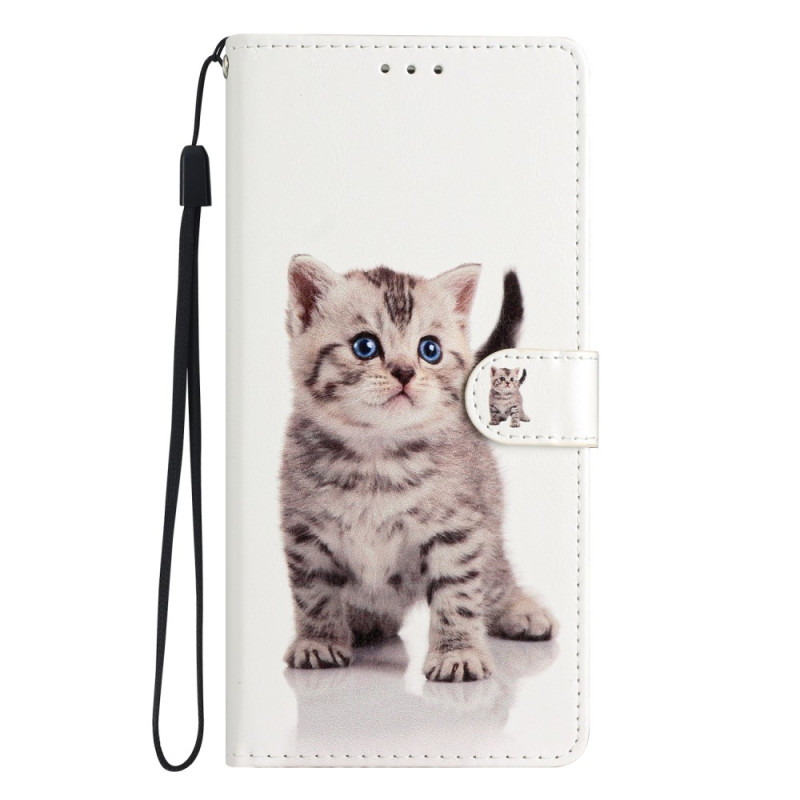 Housse Moto G13/G23/G53 5G Petit Chaton à Lanière