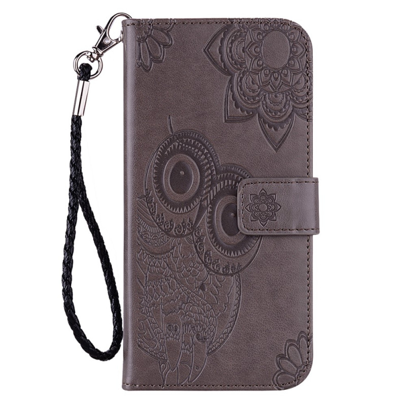 Housse Moto G13/G23/G53 5G Hibou Mandala et Lanière