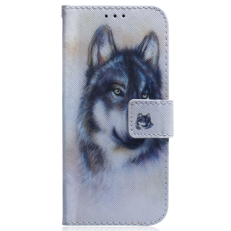 Housse Motorola Edge 30 Neo Loup Aquarelle à Lanière