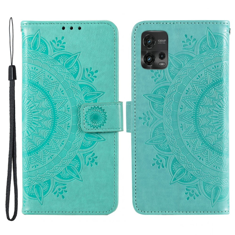 Housse Moto G72 Mandala Soleil avec Lanière