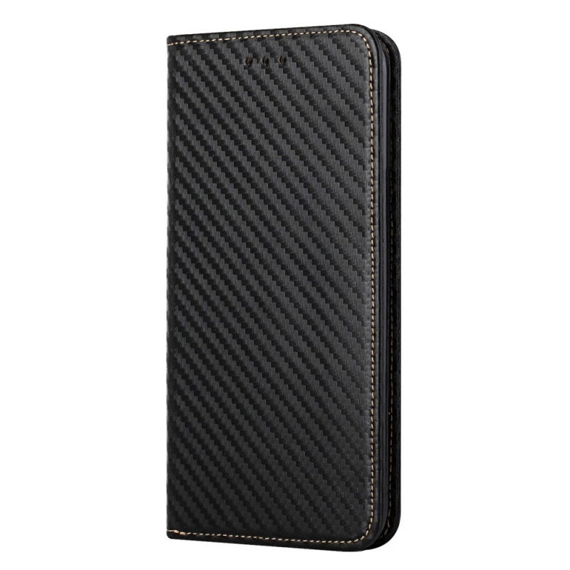 Flip Cover Xiaomi Redmi 12C Fibre Carbone à Lanière