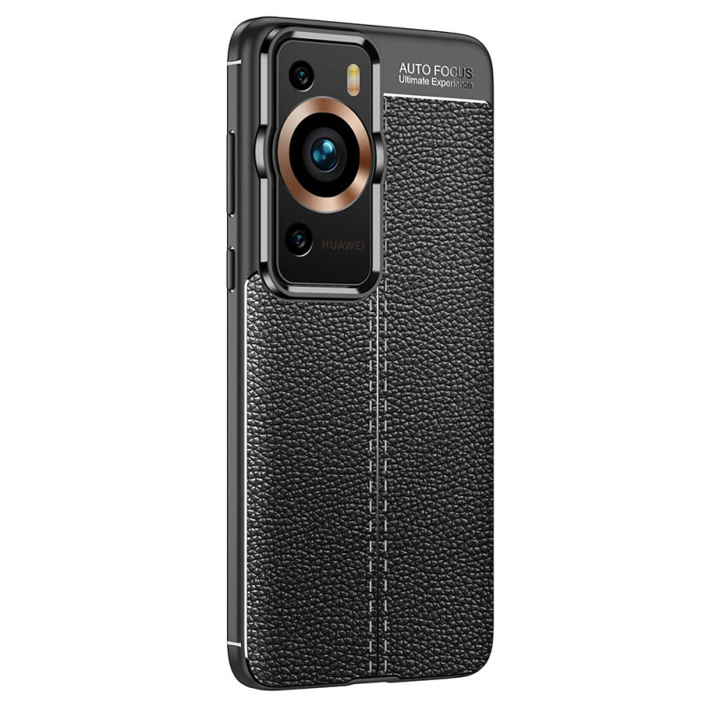 Coque Huawei P60 Pro Effet Cuir Litchi Double Line