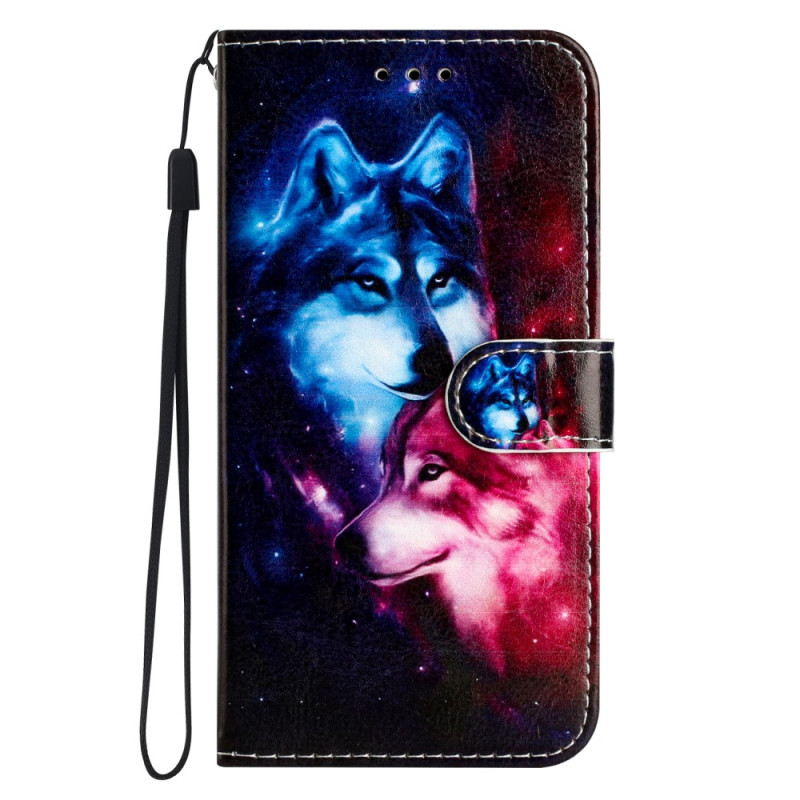 Housse Sony Xperia 10 V Couple de Loups à Lanière