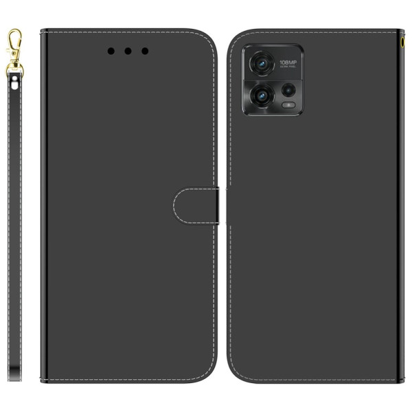 Housse Moto G72 Simili Cuir Miroir avec Lanière