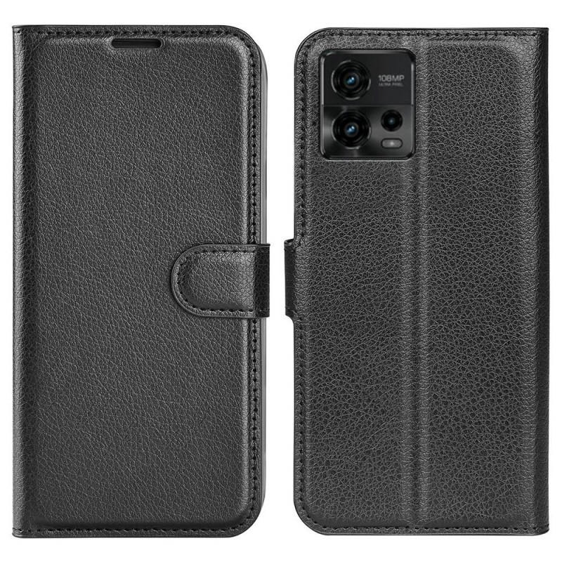 Housse Moto G72 Classique Effet Cuir Litchi