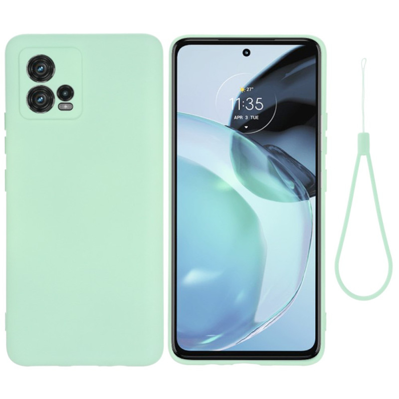 Coque Moto G72 Silicone Liquide avec Lanière