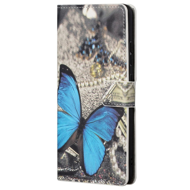 Housse Moto G82 5G / G52 Papillon Bleu