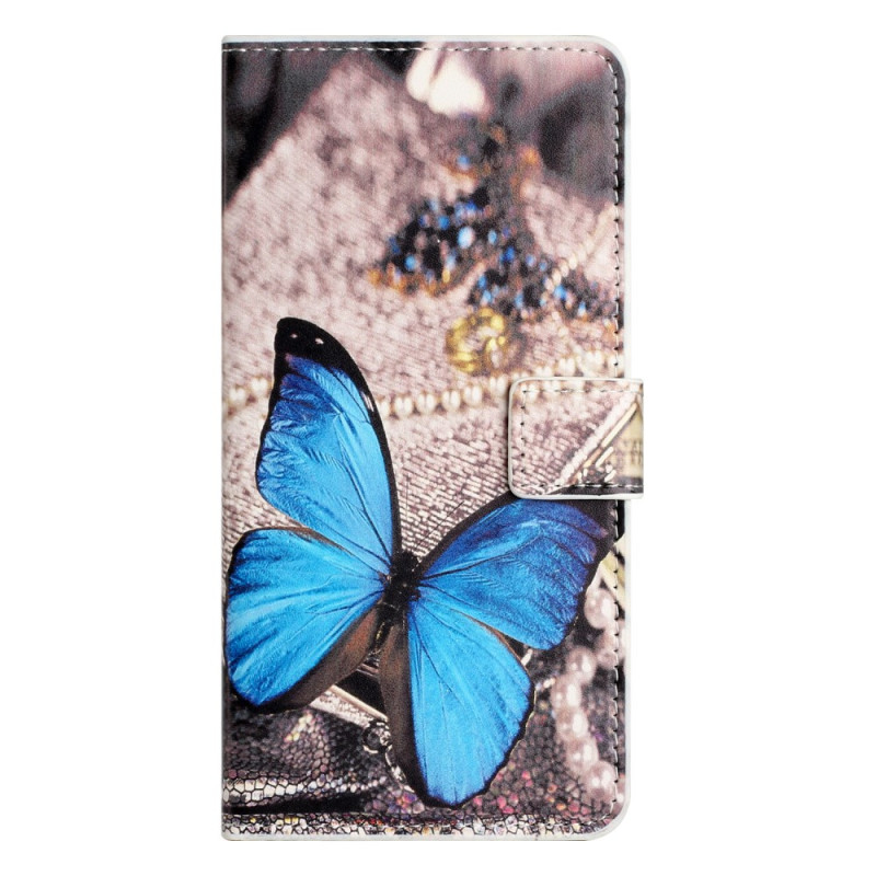 Housse Moto E13 Papillon Bleu