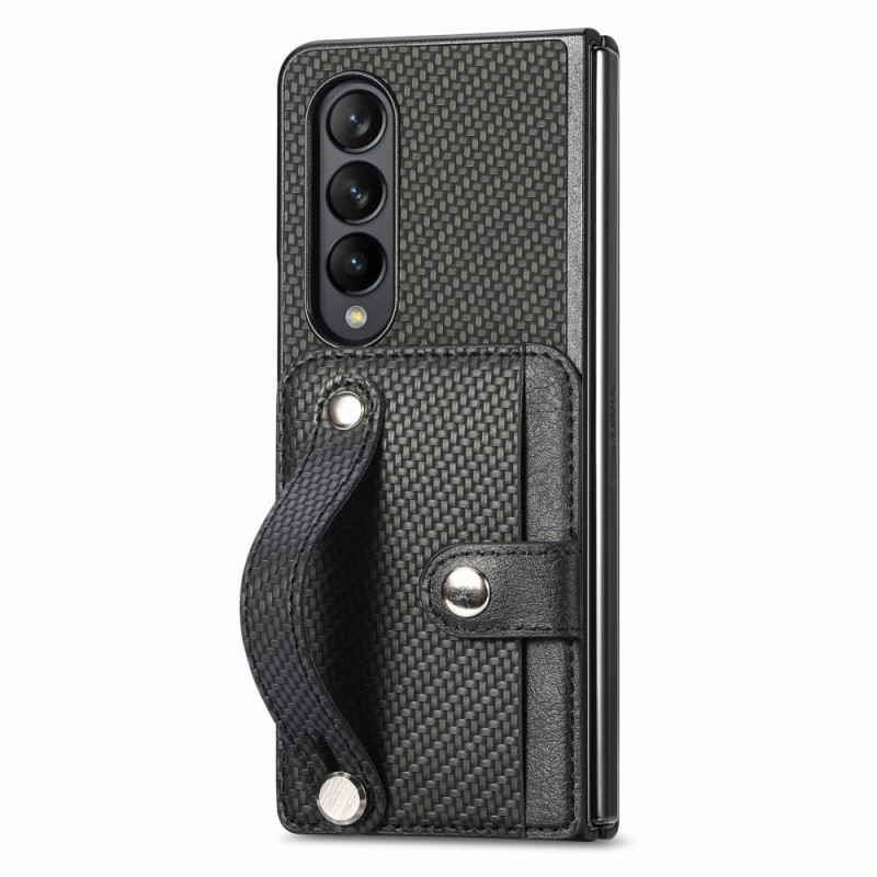 Coque Samsung Galaxy Z Fold 5 Fibre Carbone Porte-Cartes et Sangle