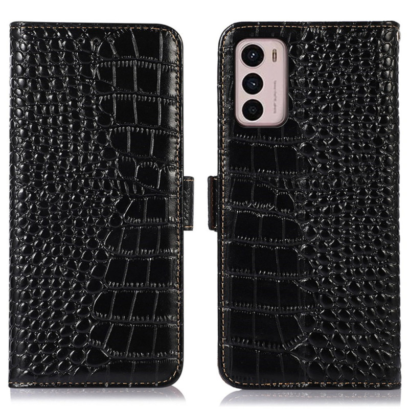 Housse Moto G42 Style Crocodile RFID