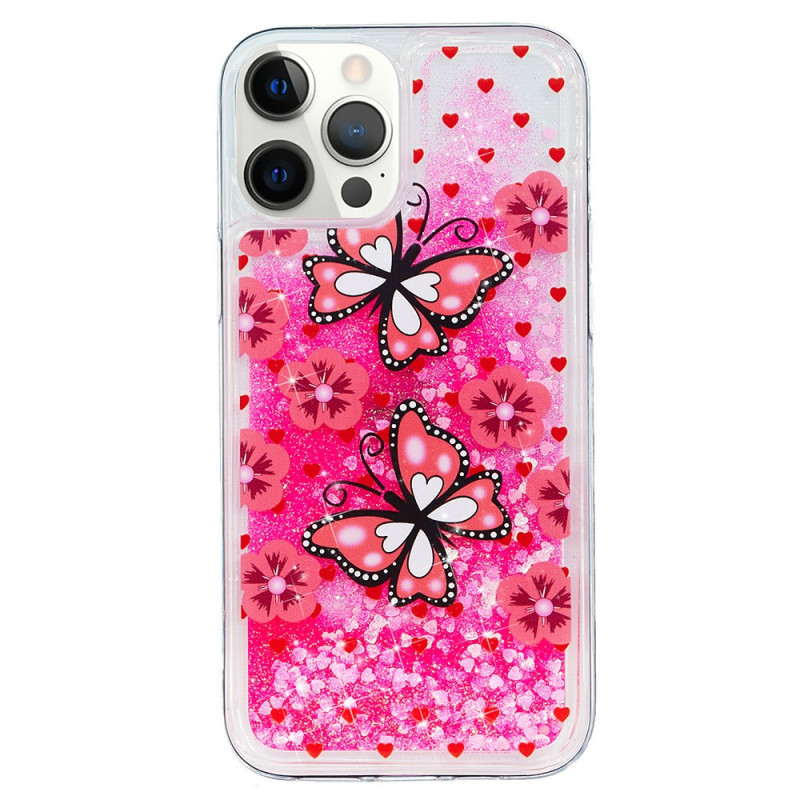 Coque iPhone 15 Pro Paillettes Papillons