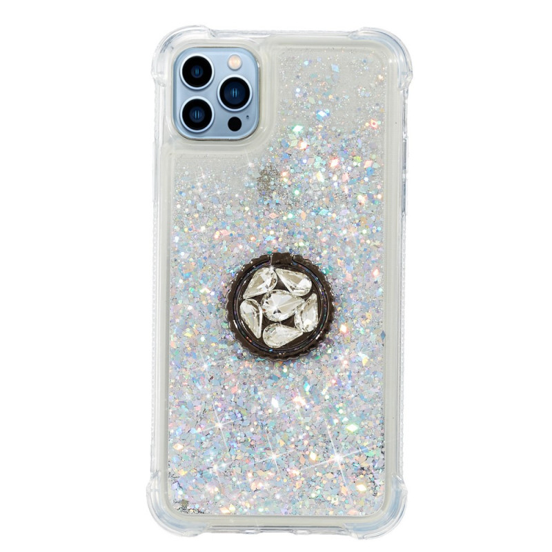 Coque iPhone 15 Pro Paillettes avec Anneau-Support