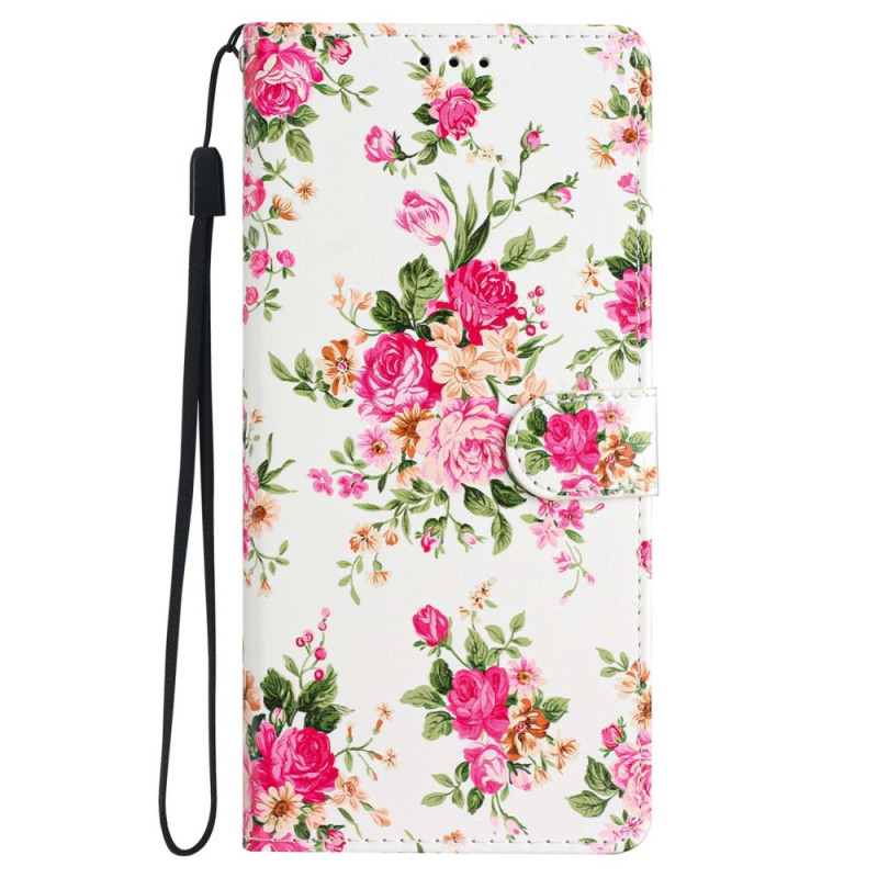 Housse iPhone 15 Fleurs Liberty à Lanière