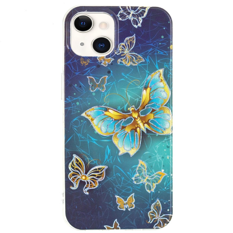 Coque iPhone 15 Plus Papillons Dorés