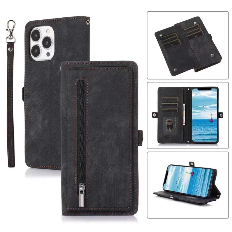 Housse iPhone 15 Pochette Frontale et Lanière