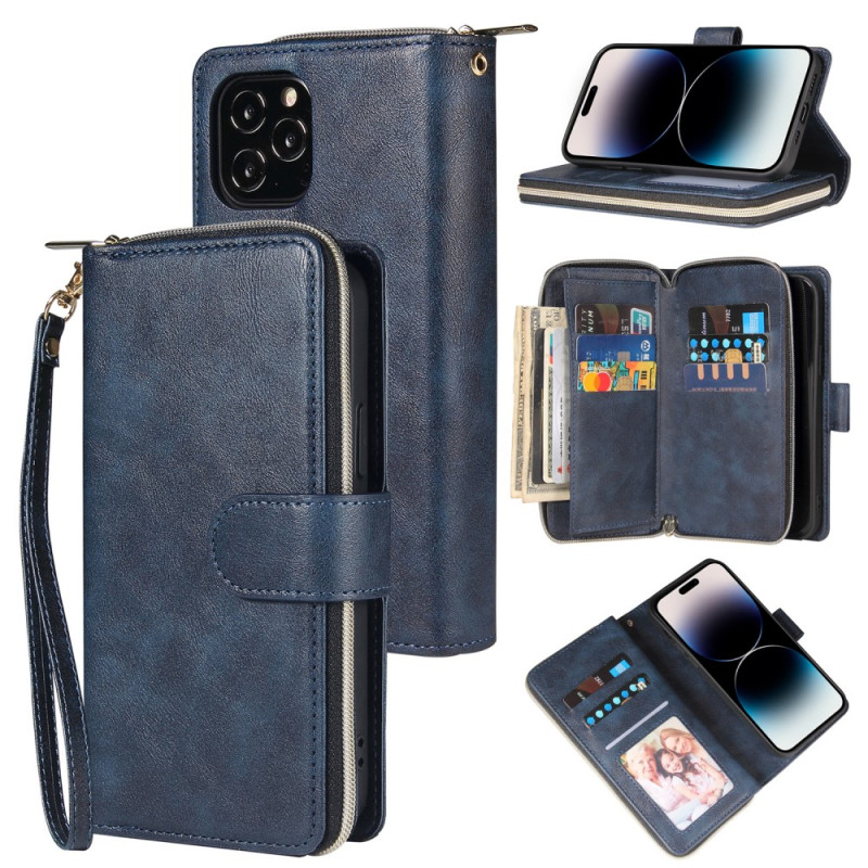 Housse iPhone 15 Multi-Fonctionnelle avec Pochette Fermeture Éclair