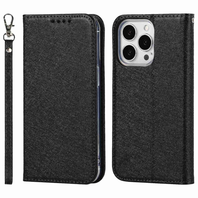 Flip Cover iPhone 15 Pro Max Style Cuir Douceur avec Lanière