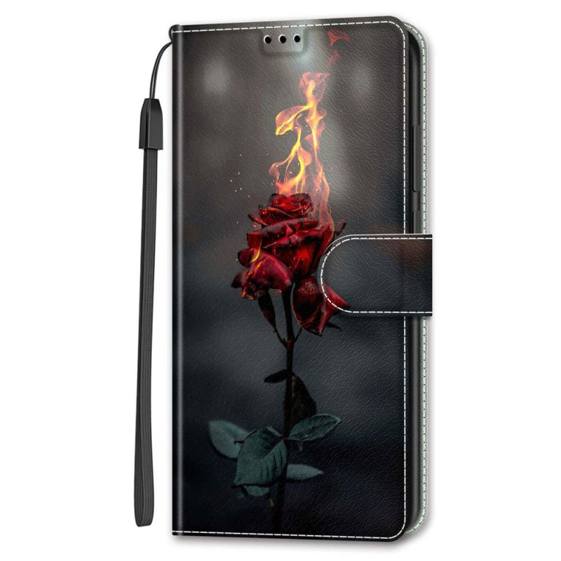 Housse Google Pixel 8 Pro Rose en Feu à Lanière