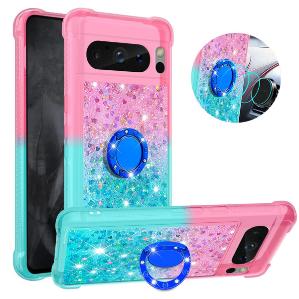 Coque Google Pixel 8 Pro Paillettes Anneau-Support