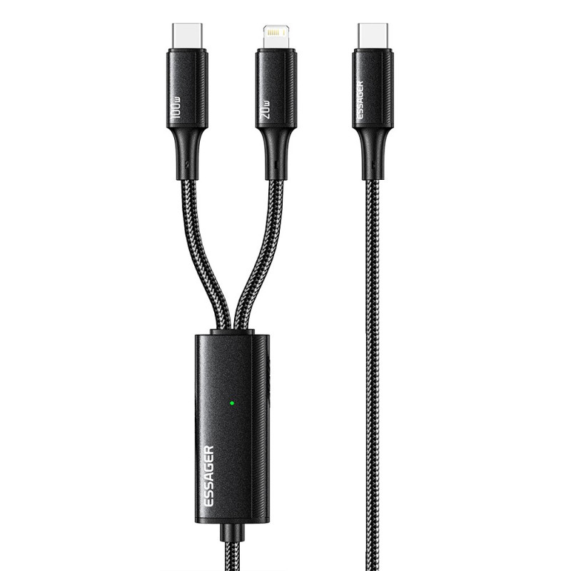 Câble de Charge ESSAGER Multi-Embouts USB-C et Lightning