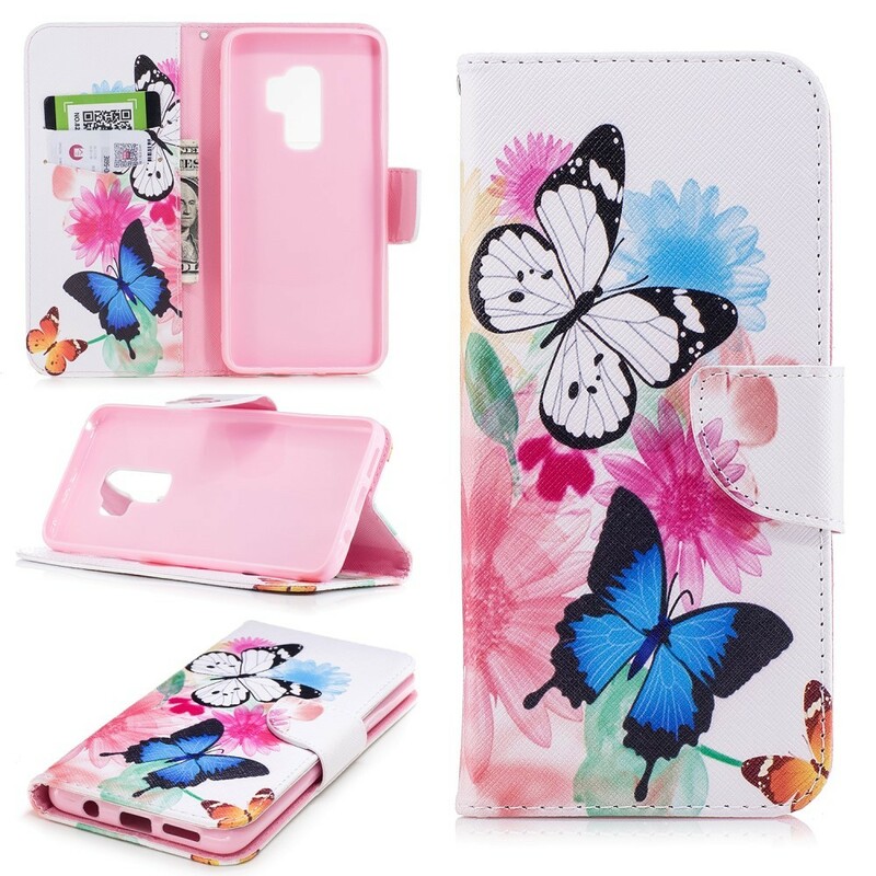 Housse Samsung Galaxy S9 Plus Papillons et Fleurs Peints