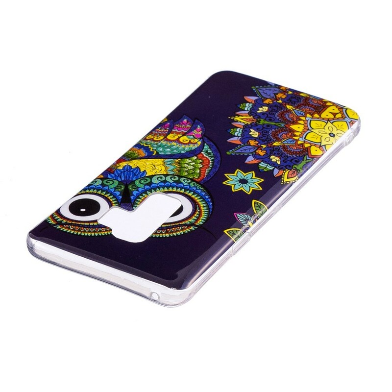 Coque Samsung Galaxy S9 Hibou Mandala Fluorescente