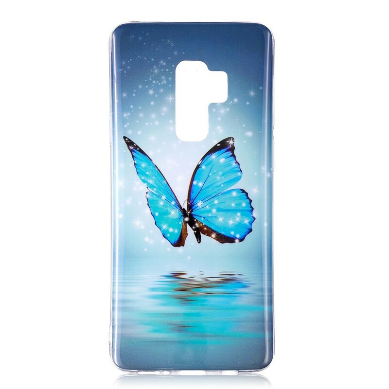 Coque Samsung Galaxy S9 Papillon Bleu Fluorescente