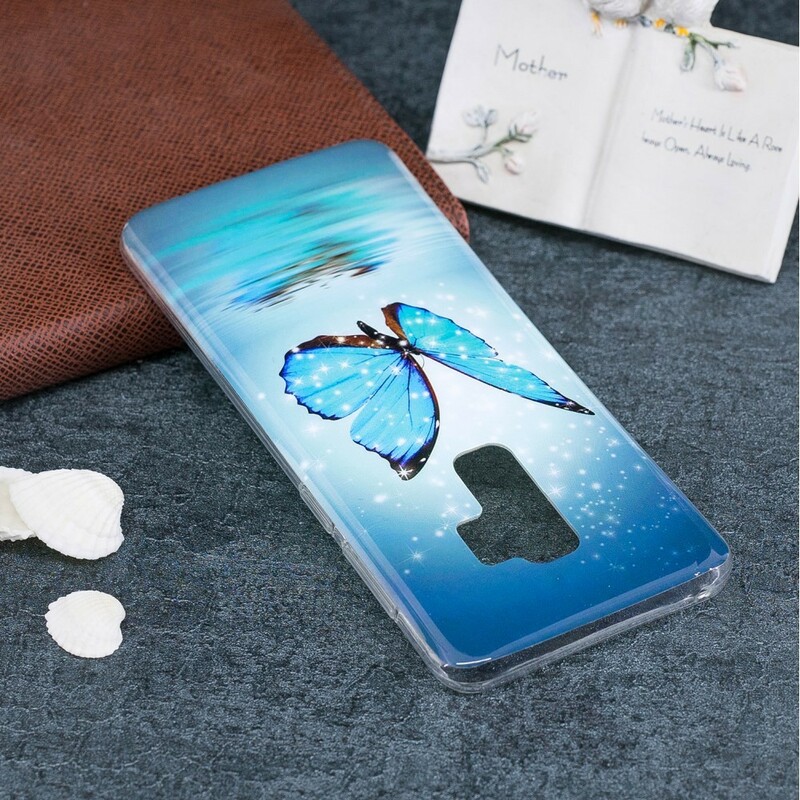 Coque Samsung Galaxy S9 Papillon Bleu Fluorescente