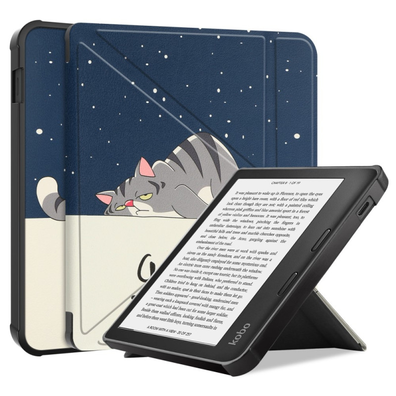 Smart Case Kobo Libra 2 Origami Chat Dormeur