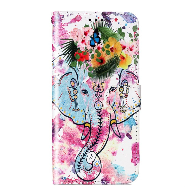 Housse Moto G14 Éléphant Aquarelle à Lanière