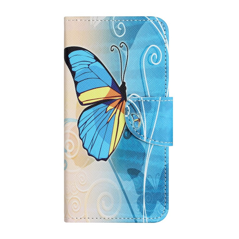 Housse Moto G14 Papillon Bleu et Jaune