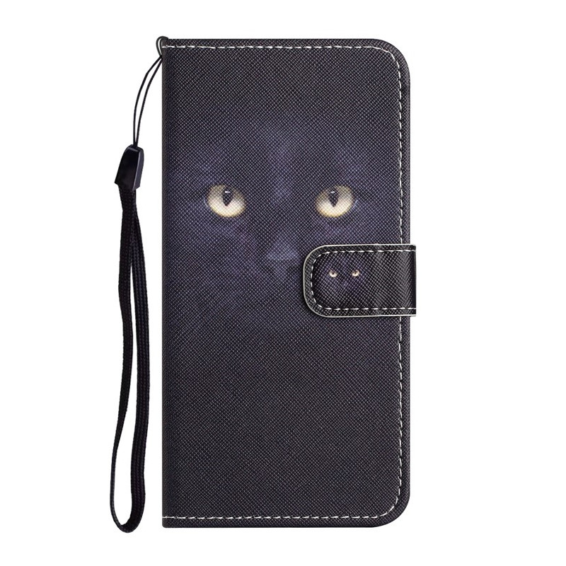 Housse Moto G14 Yeux de Chat à Lanière