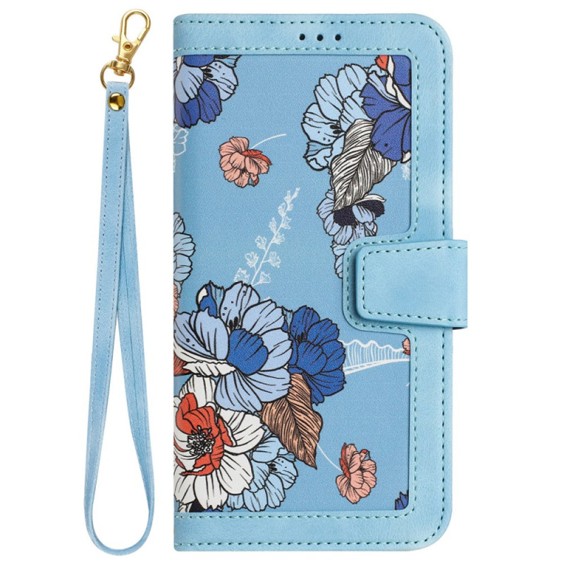 Housse Samsung Galaxy S24 5G Motif Floral Artistique à Lanière