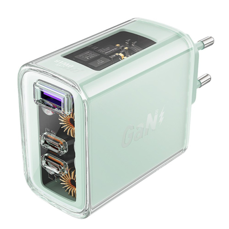 Chargeur Rapide avec USB et Double Type-C PD (Norme UE) Série Crystal