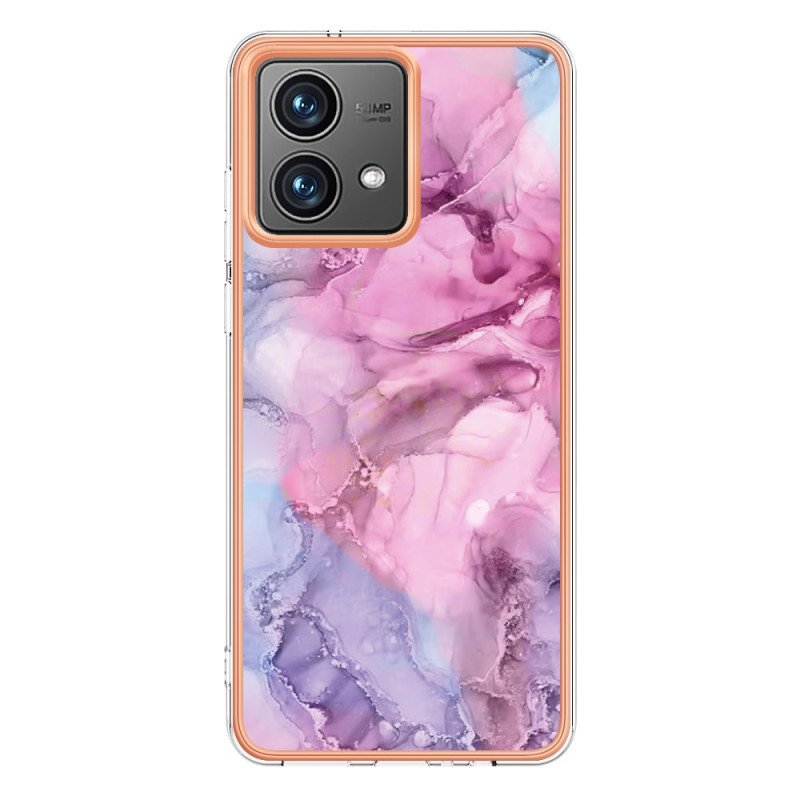 Coque Moto G84 5G Marbre Rose et Bleu