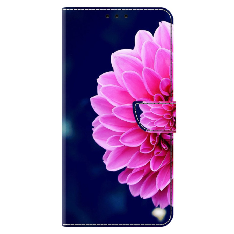 Housse Moto G54 5G Fleurs Roses sur Fond Bleu