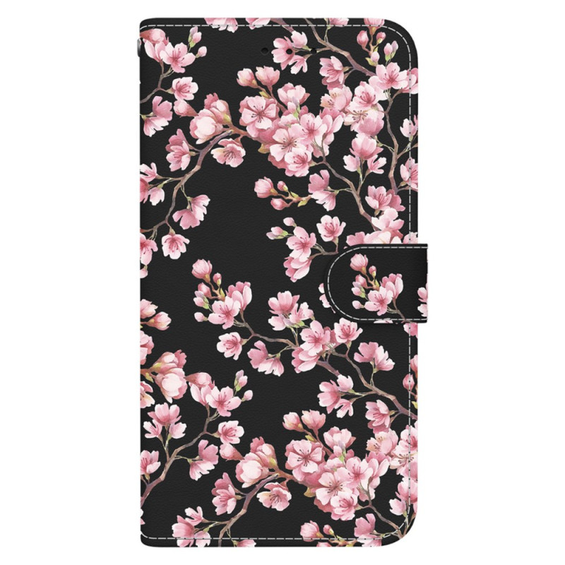 Housse Moto G54 5G Fleurs de Prunier Roses à Lanière