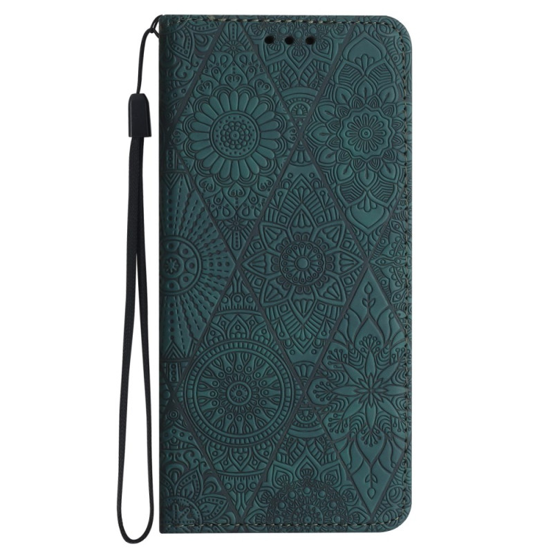 Housse Xiaomi Redmi 13C 4G/5G/Poco C65 Style Patchwork à Lanière