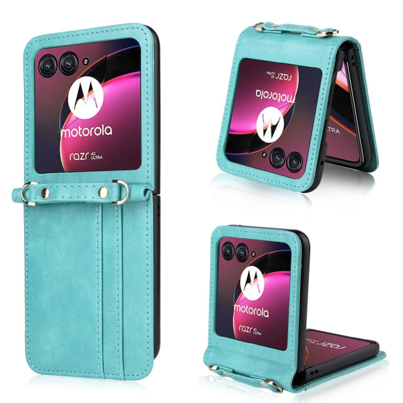 Coque Motorola Razr 40 Ultra Simili Cuir Porte-Cartes et Bandoulière