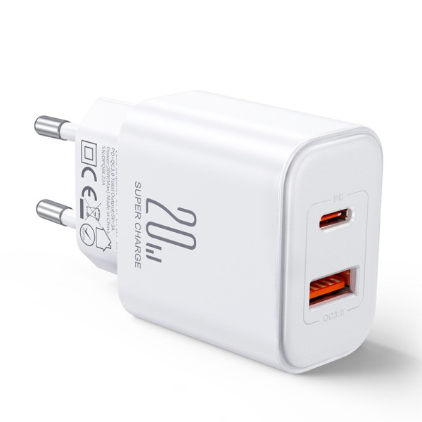 Chargeur Rapide Mini Adaptateur Mural USB+Type-C Double-Port JOYROOM