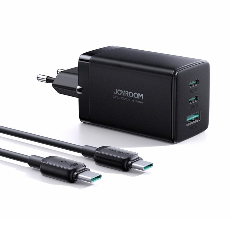 Mini Adaptateur de Chargeur Mural à 3 Ports Type-C avec Câble de 1,2m JOYROOM