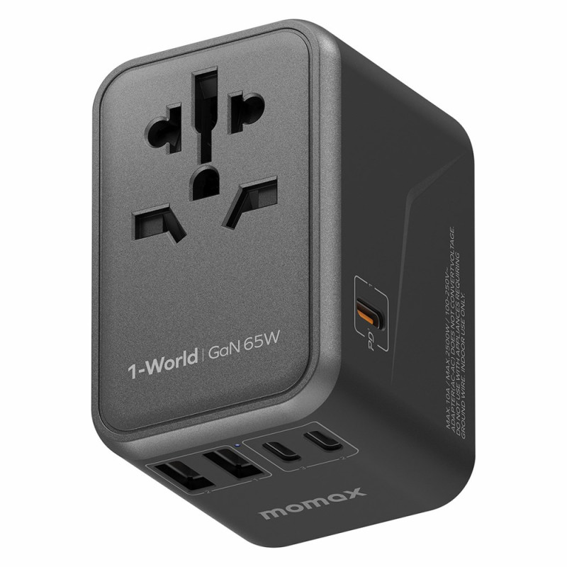 Adaptateur de Charge Rapide pour Voyages Internationaux avec 5 Ports et Prise AC MOMAX